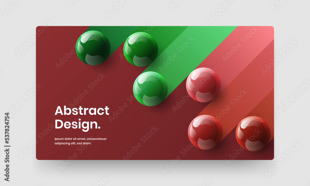 Modern 3D spheres annual report illustration. Clean flyer vector design layout.