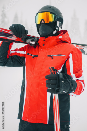 
Skier in the winter in the mountains