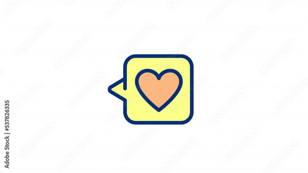 Animated comment RGB color icon. Social media communication. Messenger. Like post. Seamless loop HD video with alpha channel on transparent background. Simple filled line motion graphic animation