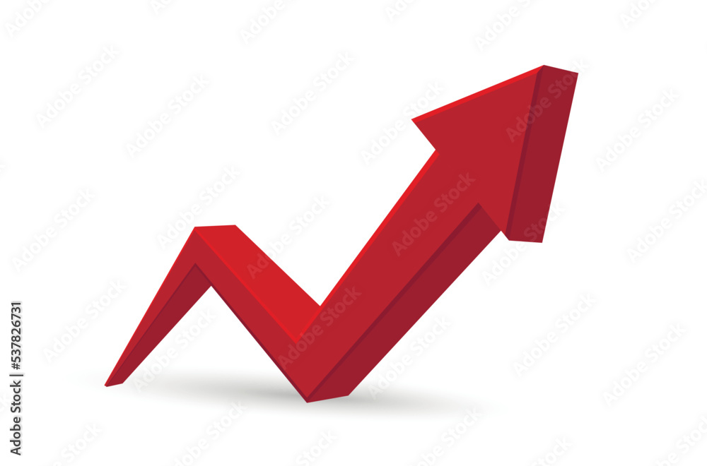 3d arrow move up. Cartoon up growing arrow. 3d arrow move up. Cartoon up growing arrow.