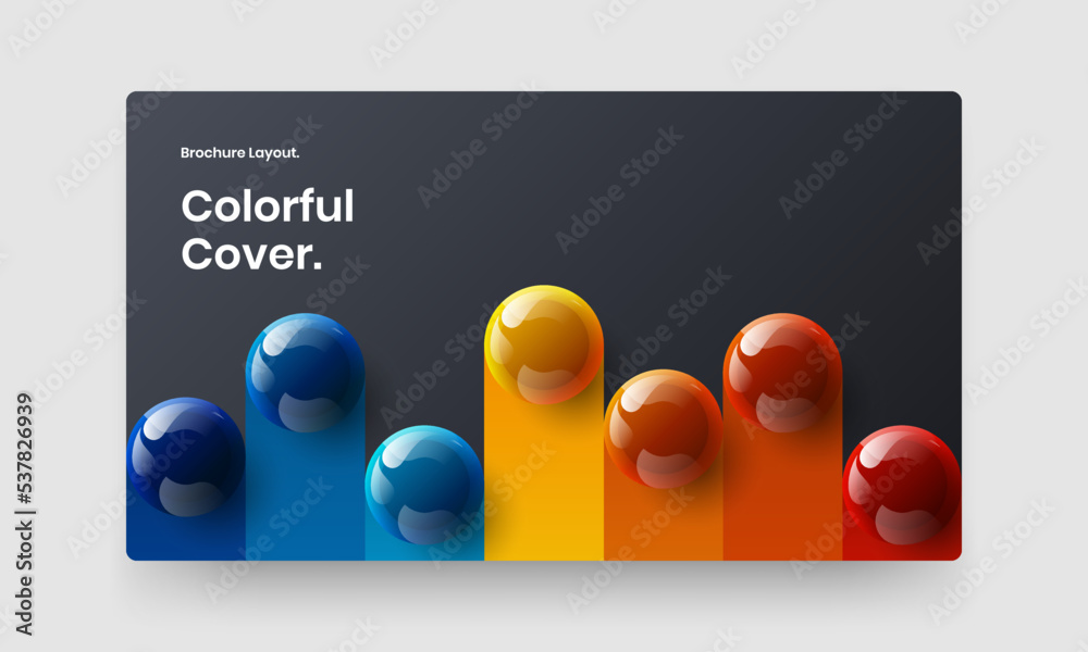 Premium 3D spheres website screen template. Fresh handbill vector design concept.