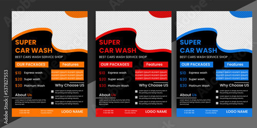 Creative Car Wash Flyer set, Abstract design carwash flyer bundle, Car Detailing, Auto Detailing Flyer, Car Wash poster templates