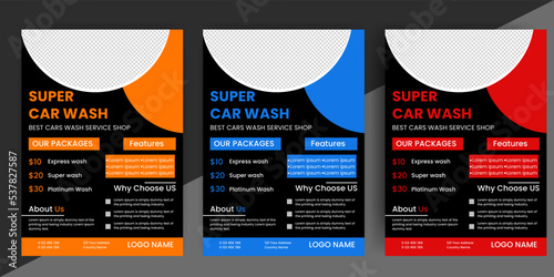 Creative Car Wash Flyer set, Abstract design carwash flyer bundle, Car Detailing, Auto Detailing Flyer, Car Wash poster templates