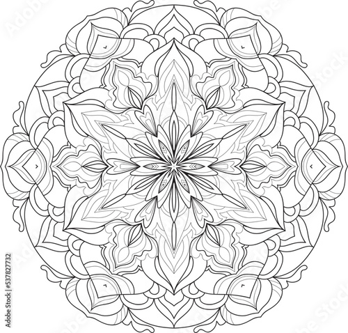 Adult coloring page Mandala.Antistress Coloring Page Mandala.Hand drawn illustration vector