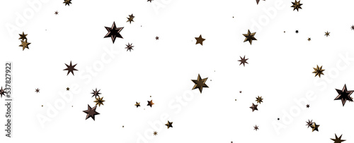 Beautiful gold falling magic stars on white background sparkle pattern graphic design. Party starburst flying backdrop.
