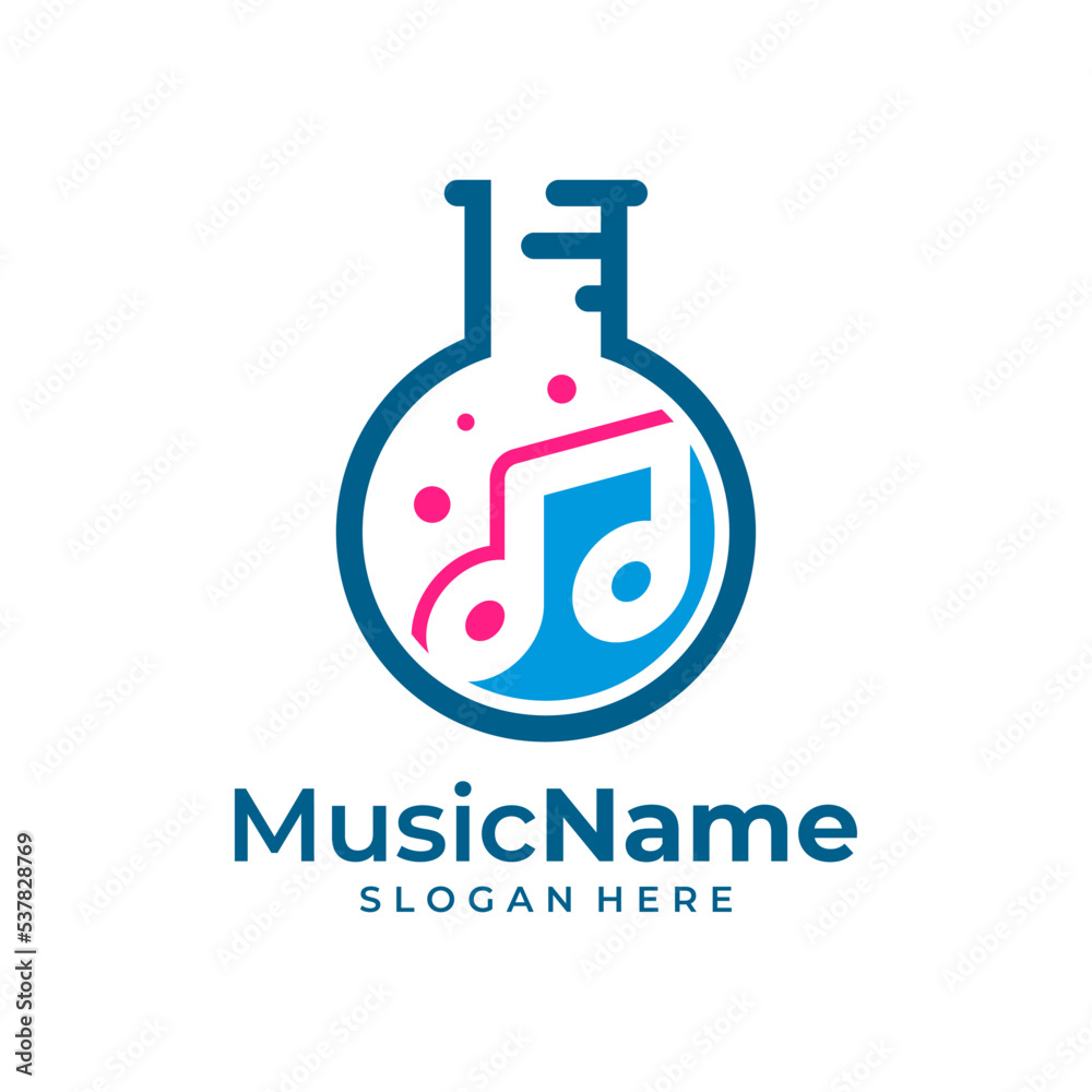 Music Lab Logo Vector Icon Illustration. Lab Music logo design template