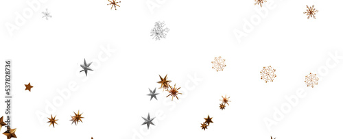 A gray whirlwind of golden snowflakes and stars. New