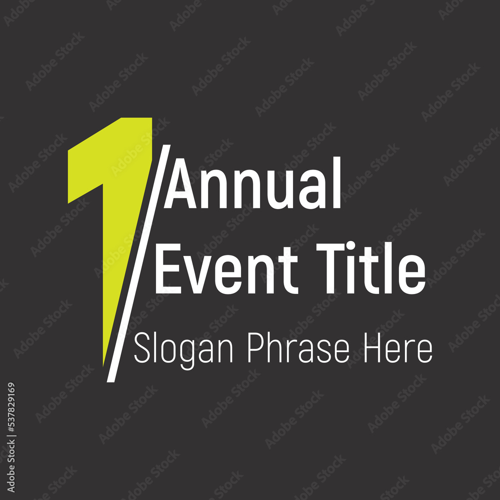 Fototapeta premium First annual event or summit title starting with a number of order - Cut number effect - place for a slogan