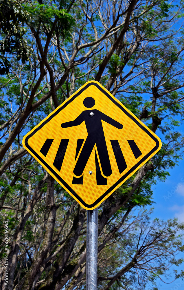 Street sign indicating pedestrian crossing, Rio Street sign indicating pedestrian crossing, Rio