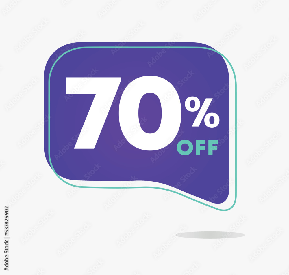 70% off. Design template for sales, offers, discount. Vector illustration