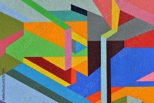 Wall with colorful geometric pattern