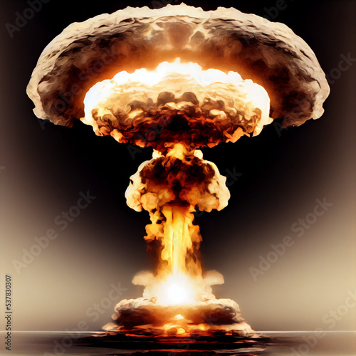 Atomic bomb. Explosion, world war. Apocalypse, Armageddon. Nuclear bomb, hydrogen bomb.  photo