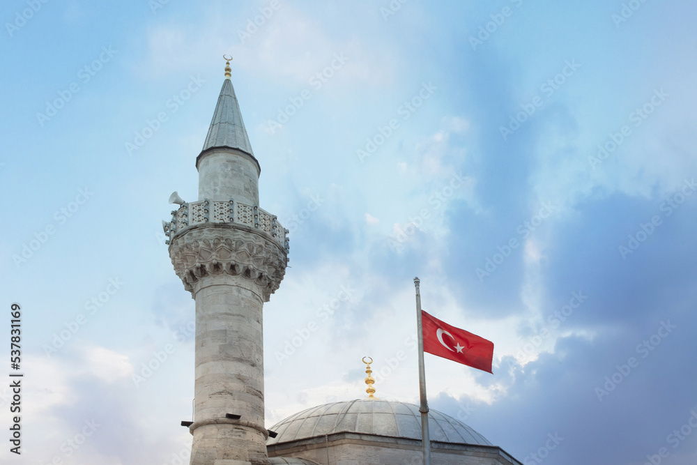 Obraz premium Beautiful dome and minaret of mosque in Istanbul, Turkey