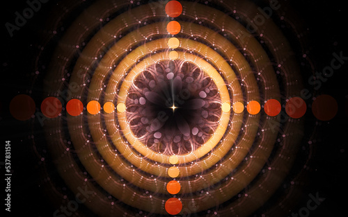 digital illustration abstract image generated fractal background image portal pattern of various geometric shapes and lines of various colors for computer graphics or web design