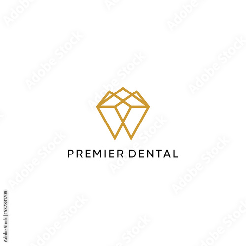 premium dental logo design with geometric line vector