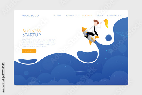 Business Rocket Start Up Concept for web page, banner, presentation, social media. Vector illustration
