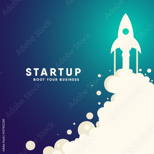 Business Rocket Start Up Concept for web page, banner, presentation, social media. Vector illustration