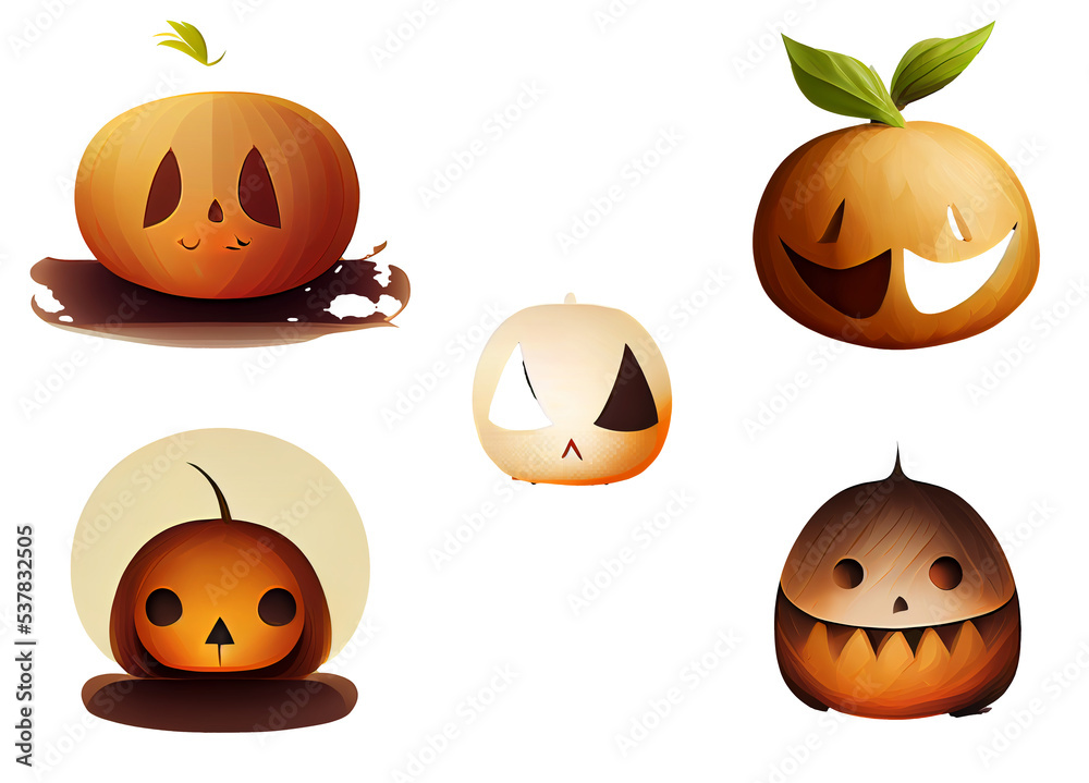 halloween jack o lantern pumpkin set on white background 