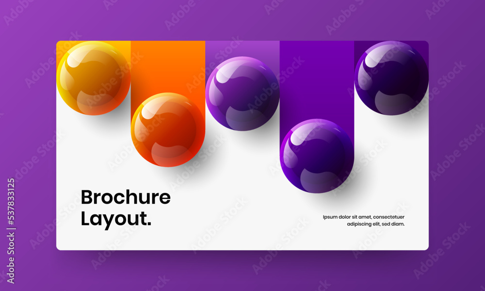 Vivid 3D balls cover layout. Multicolored web banner design vector template.