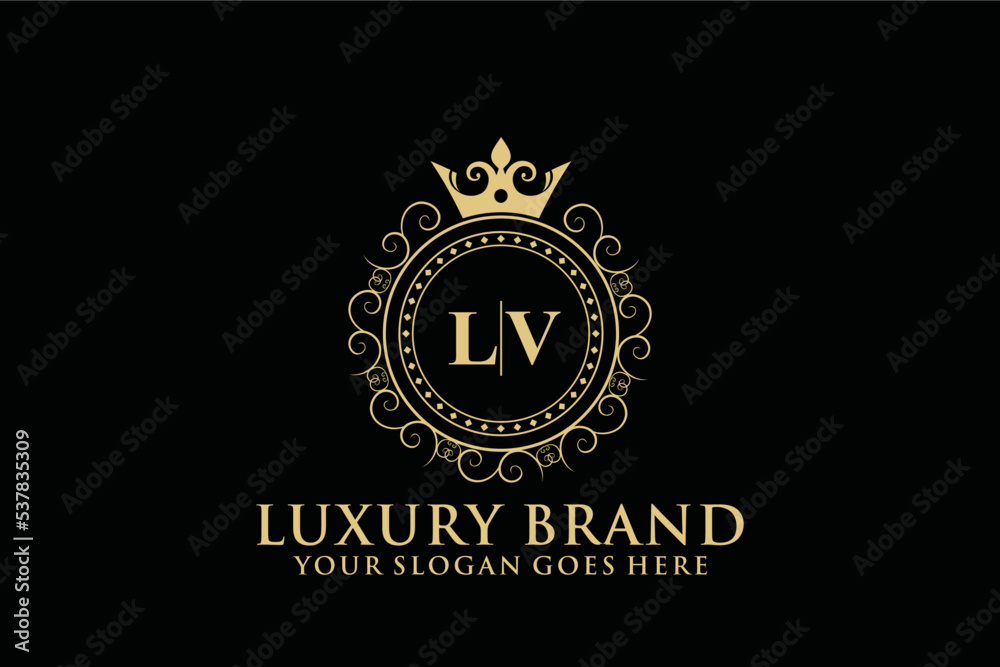 letter Initial LV elegant luxury monogram logo or badge template with ...