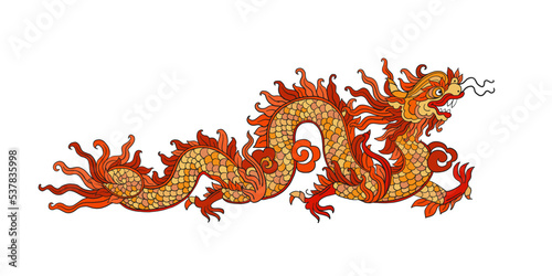 Chinese new year symbol. Ornate art dragon for your design