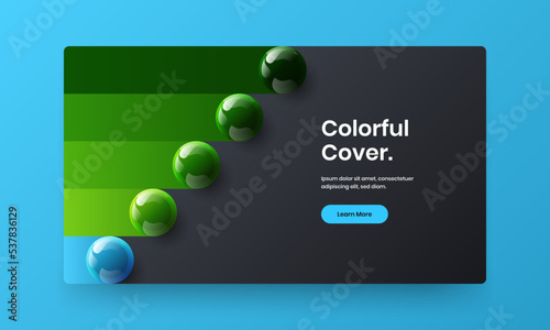 Fresh site screen design vector illustration. Premium realistic spheres placard concept.