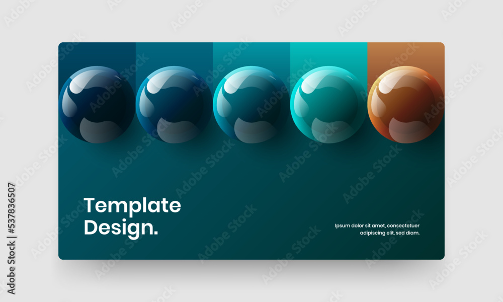 Fresh 3D balls catalog cover layout. Minimalistic landing page design vector template.