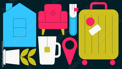 Staycation Flat Concept Illustration