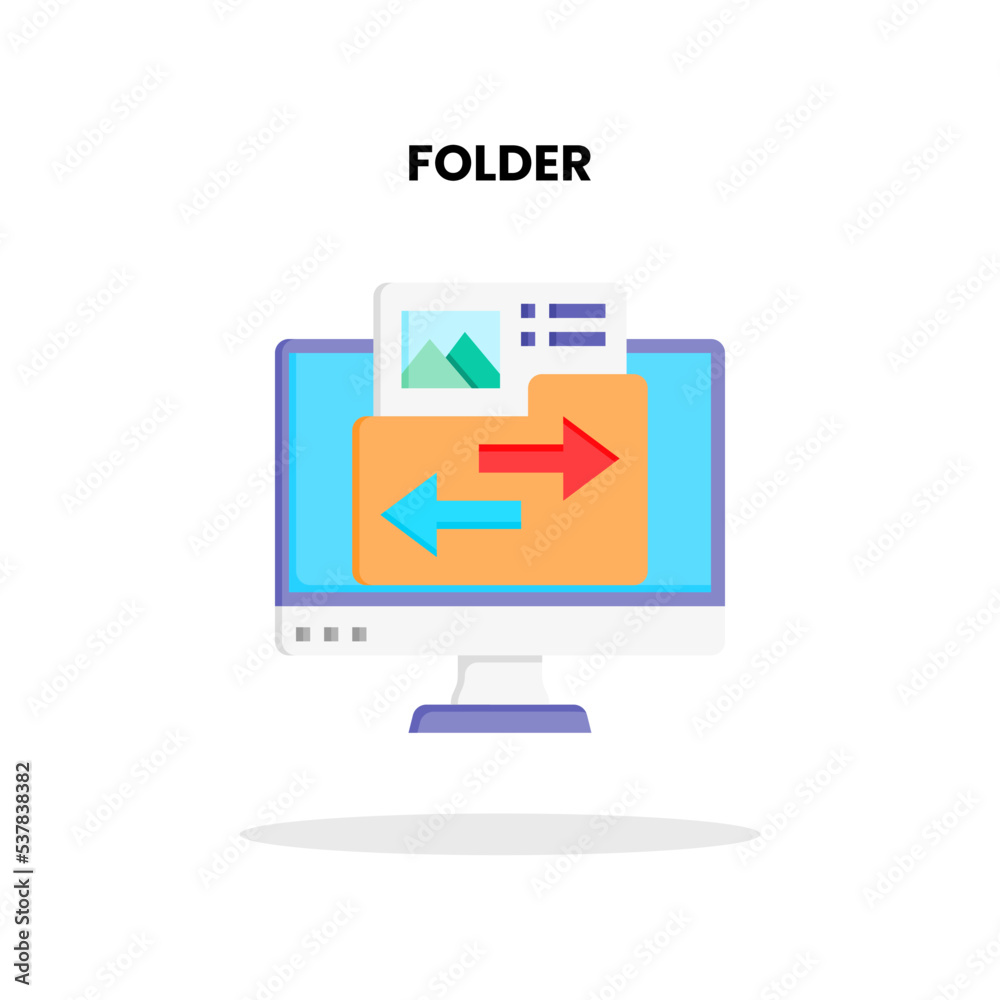 Folder flat icon. Vector Illustration on white background. Folder flat icon. Vector Illustration on white background.