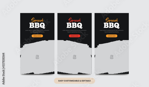 Delicious food barbeque social media story template bbq social media stories 