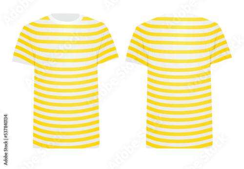 White and yellow striped t shirt jersey. vector