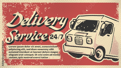 delivery service big sign  banner vintage style  vector illustration