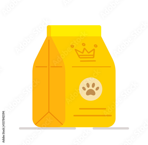Large package of dog food isolated on white background. 