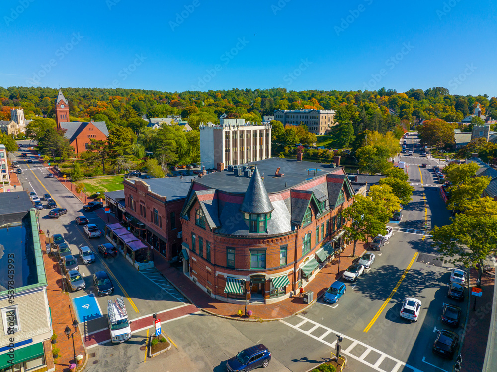 Winchester Center Historic District in fall on Main Street and Mt
