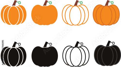 Pumpkin icon on white background. Pumpkin squash for Halloween. Thanksgiving sign. flat style.