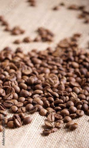 Tableau sur toile coffee bean on the brawn background