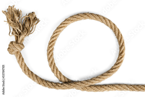 Fototapeta Coiled rope on a white background close up