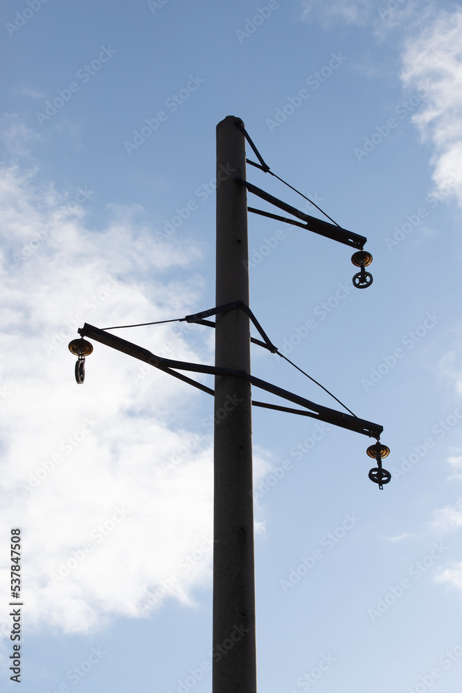 Concrete electric pole without wires against the sky. Concrete electric pole without wires against the sky.