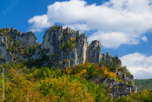 Seneca Rocks on an Autumn Afternoon as the Clouds Roll In photo