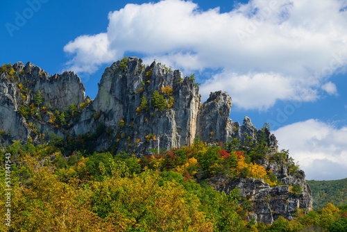 Seneca Rocks on an Autumn Afternoon as the Clouds Roll In