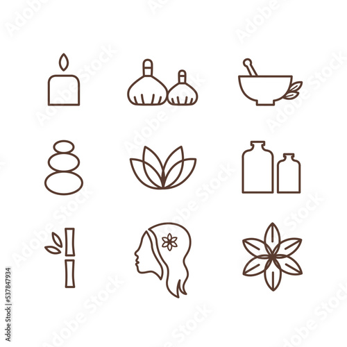 Health and Wellness Line art Icons isolated on White