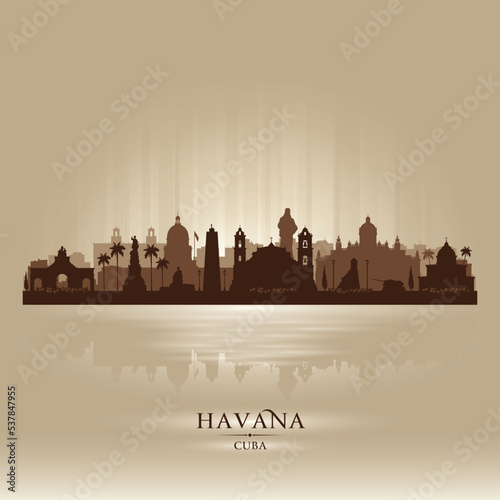Havana Cuba city skyline vector silhouette