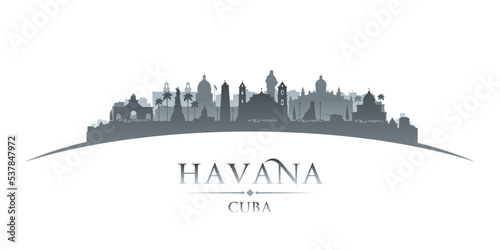 Havana Cuba city silhouette white background