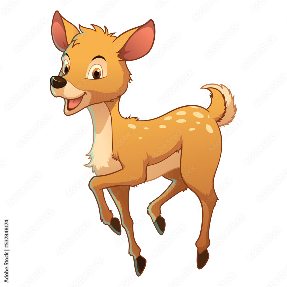 Obraz premium Little Deer Cartoon Animal Illustration