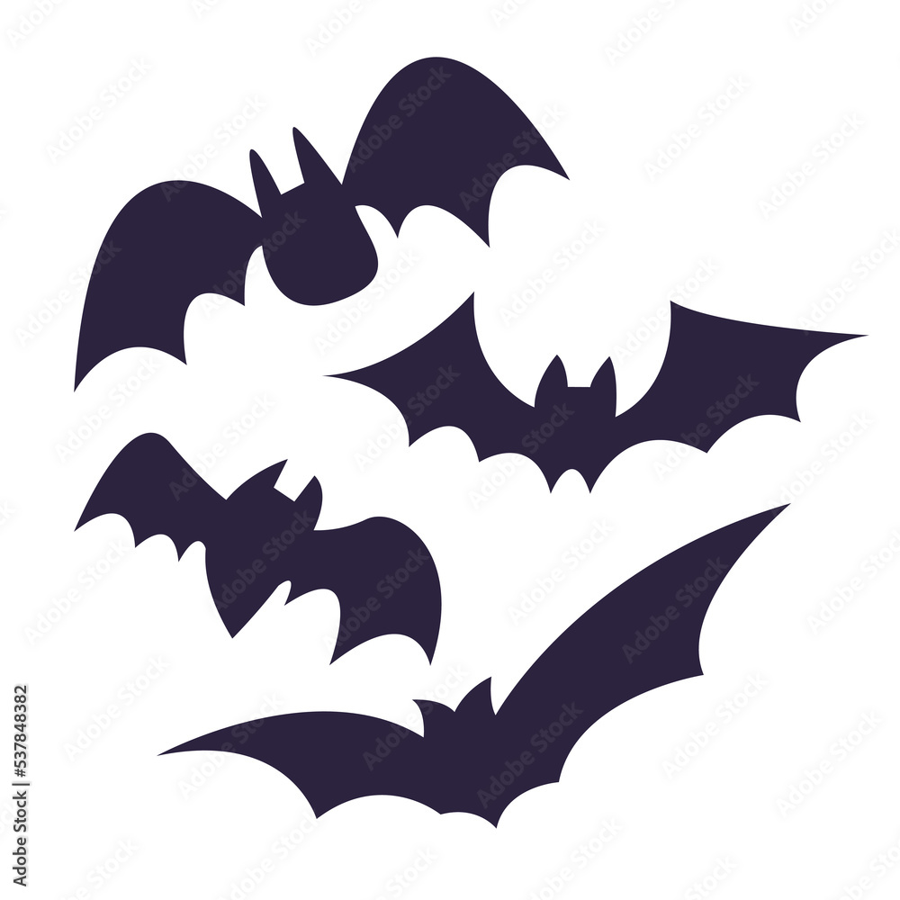 set of cute bats silhouette isolated vector illustration. Element for halloween needs set of cute bats silhouette isolated vector illustration. Element for halloween needs