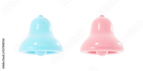 Set of 3D realistic decorative elements in cartoon style. Vector illustration with blue and pink glossy bells © Murhena