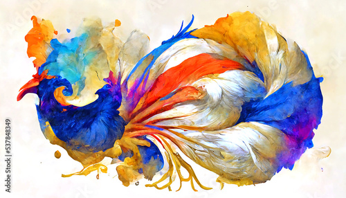watercolor, abstract, bird, chicken, poultry