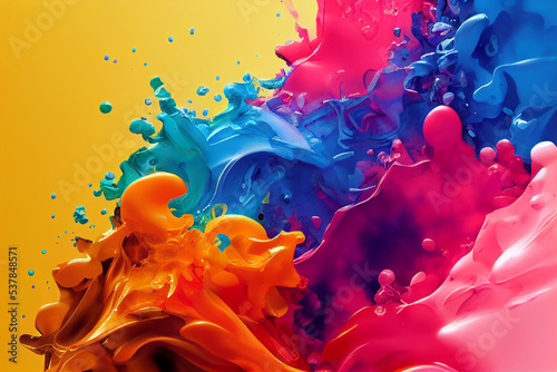 Creativity and imagination. Explosion of colorful paint and powder. Freeze motion of color powder exploding. 3D illustration