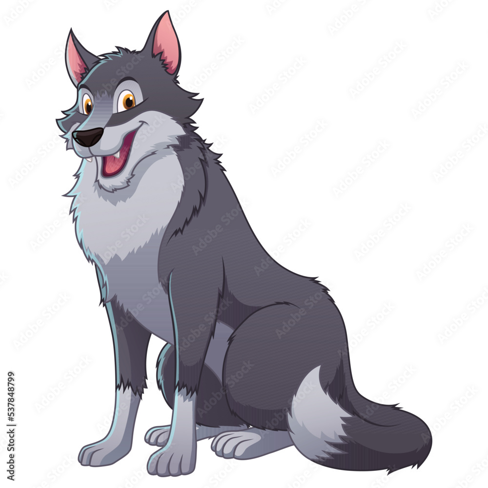 Obraz premium Wolf Cartoon Animal Illustration