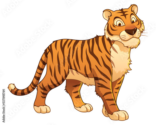 Fototapeta Naklejka Na Ścianę i Meble -  Tiger Cartoon Animal Illustration